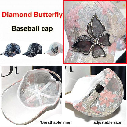 📢📢30% OFF !! ⏰Mesh Diamond Butterfly Baseball Cap