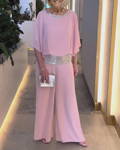 📢📢50%  OFF !! ⏰Chic & Elegant Sequin Color Block Set