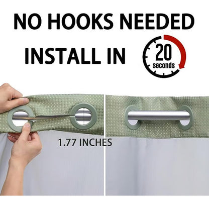 Grey No Hook Shower Curtain with Snap in Liner