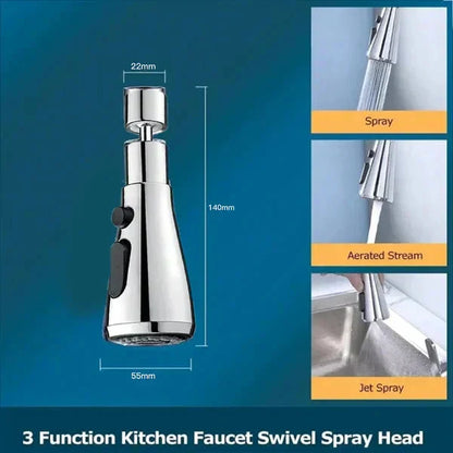 📢📢50%  OFF !! ⏰50K+ SOLD!🏠720° Rotatable 3 Function Kitchen Faucet Spray Head