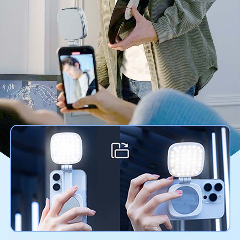 ✨Limited Time 50% OFF📱3-in-1 Phone Stand, Mirror, and Magnetic Selfie Fill Light