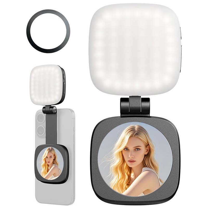 ✨Limited Time 50% OFF📱3-in-1 Phone Stand, Mirror, and Magnetic Selfie Fill Light