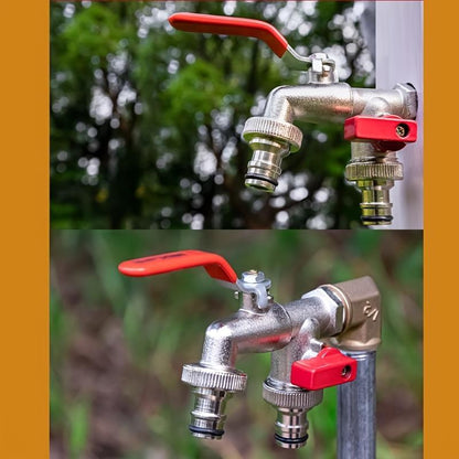 📢📢40% OFF !! ⏰Universal Stainless Steel Double Outlet Garden Water Faucet
