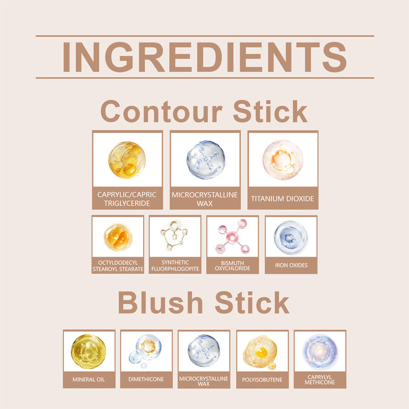Portable Lightweight Matte Contour & Blush Dual-Ended Stick
