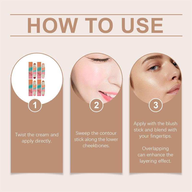 Portable Lightweight Matte Contour & Blush Dual-Ended Stick