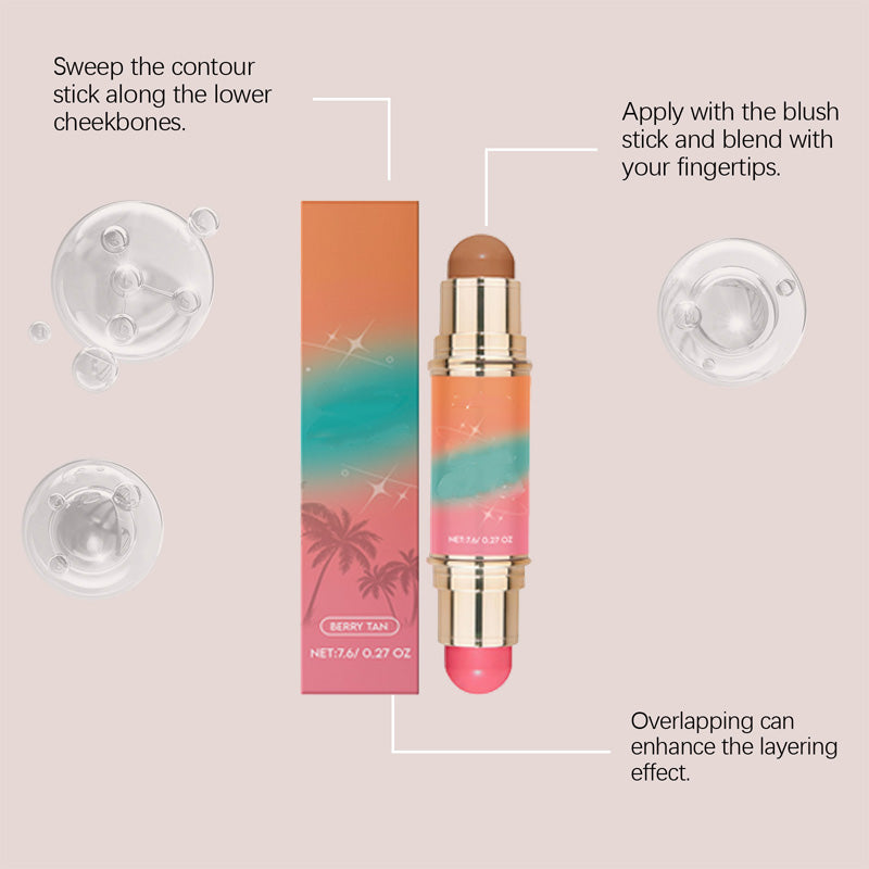 Portable Lightweight Matte Contour & Blush Dual-Ended Stick