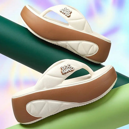 📢📢50% OFF !!!⏰Women's Summer Color-Block Soft Platform Flip Flops