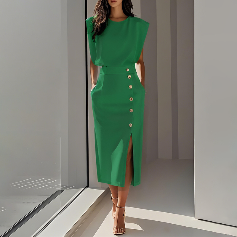 🎀 French Elegance! Slit Midi Skirt | Draped Fabric with a Slight Waist Tuck