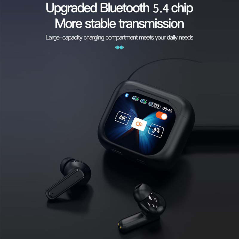 💥Compact Touch-Control Clear-Sound Earbuds-LED Full📍Color Display📍Active Noise Cancellation (ANC)📍Touch Controls📍Bluetooth 5.4