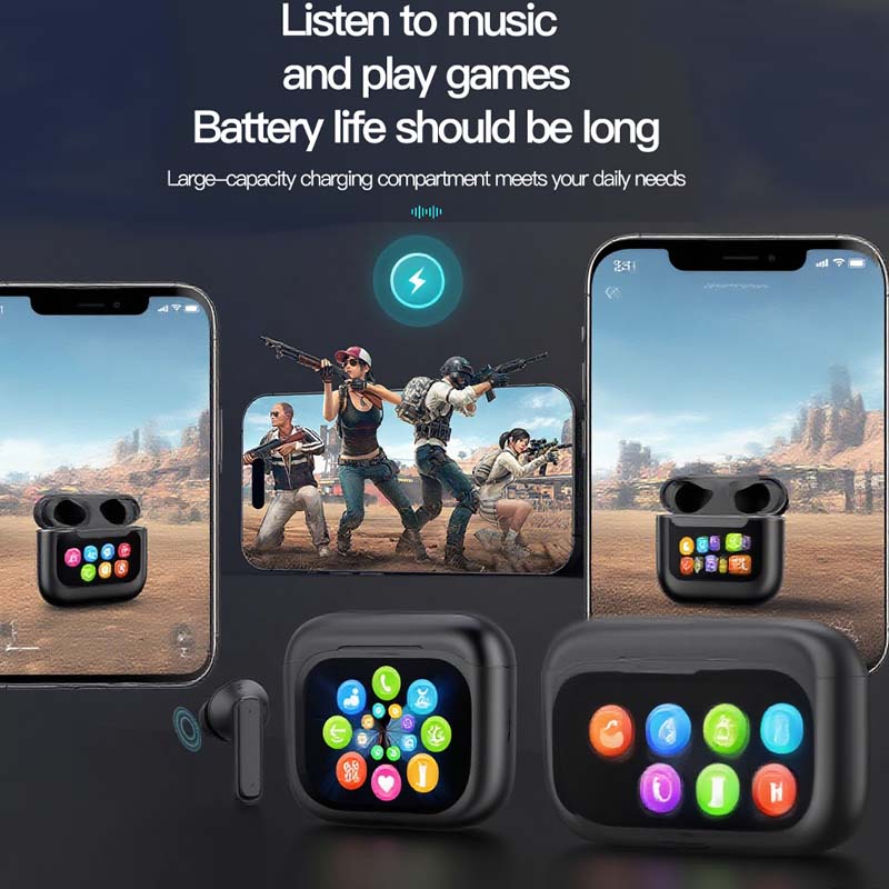 💥Compact Touch-Control Clear-Sound Earbuds-LED Full📍Color Display📍Active Noise Cancellation (ANC)📍Touch Controls📍Bluetooth 5.4