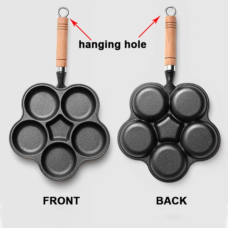 📢📢50% OFF !!!⏰ 4-Cup Cast Iron Egg Frying Pan - Non-Stick & Even Heating, Perfect for Breakfast Sandwiches or Pancakes 🥪✨