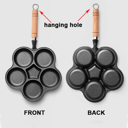 📢📢50% OFF !!!⏰ 4-Cup Cast Iron Egg Frying Pan - Non-Stick & Even Heating, Perfect for Breakfast Sandwiches or Pancakes 🥪✨