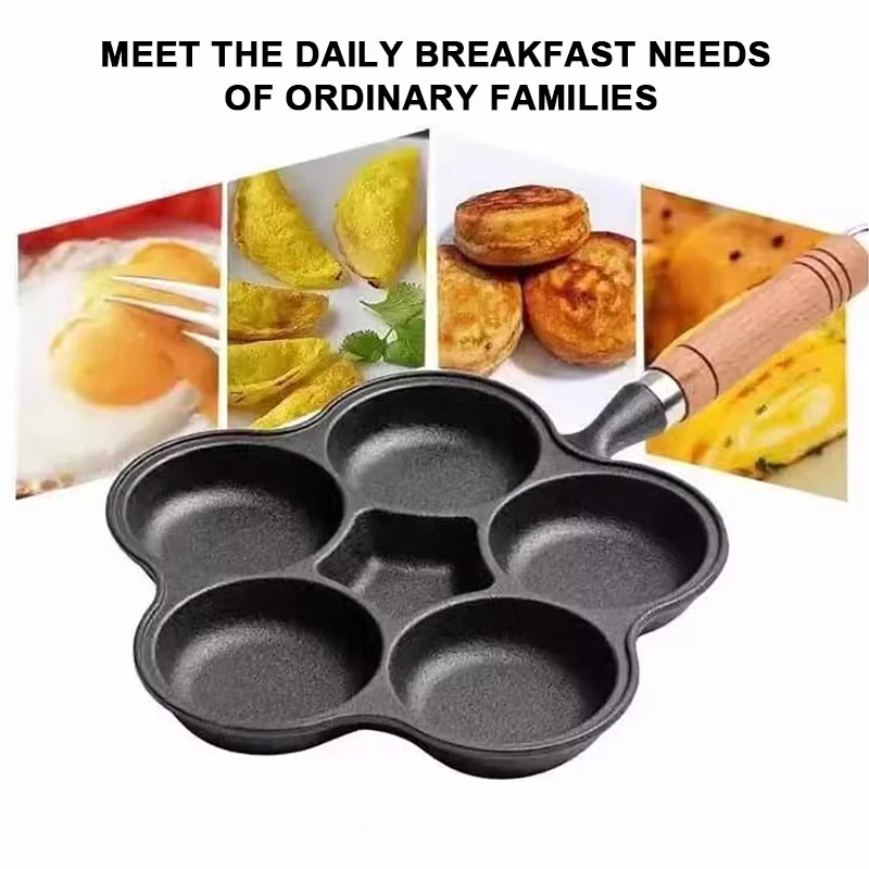 📢📢50% OFF !!!⏰ 4-Cup Cast Iron Egg Frying Pan - Non-Stick & Even Heating, Perfect for Breakfast Sandwiches or Pancakes 🥪✨