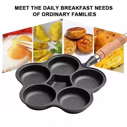 📢📢50% OFF !!!⏰ 4-Cup Cast Iron Egg Frying Pan - Non-Stick & Even Heating, Perfect for Breakfast Sandwiches or Pancakes 🥪✨