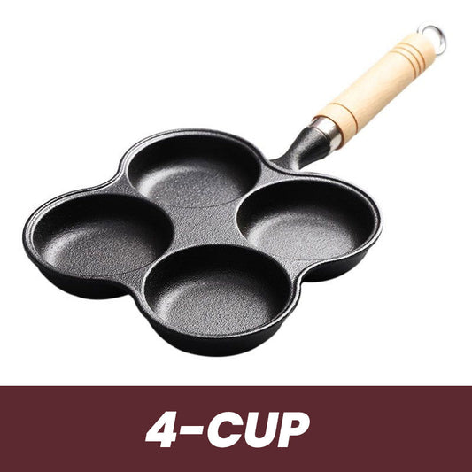 📢📢50% OFF !!!⏰ 4-Cup Cast Iron Egg Frying Pan - Non-Stick & Even Heating, Perfect for Breakfast Sandwiches or Pancakes 🥪✨