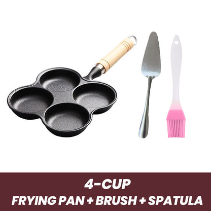 📢📢50% OFF !!!⏰ 4-Cup Cast Iron Egg Frying Pan - Non-Stick & Even Heating, Perfect for Breakfast Sandwiches or Pancakes 🥪✨
