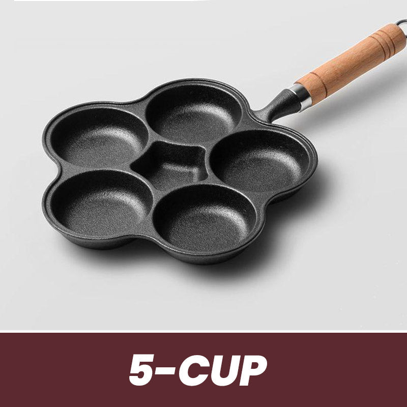 📢📢50% OFF !!!⏰ 4-Cup Cast Iron Egg Frying Pan - Non-Stick & Even Heating, Perfect for Breakfast Sandwiches or Pancakes 🥪✨