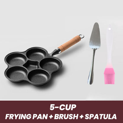 📢📢50% OFF !!!⏰ 4-Cup Cast Iron Egg Frying Pan - Non-Stick & Even Heating, Perfect for Breakfast Sandwiches or Pancakes 🥪✨