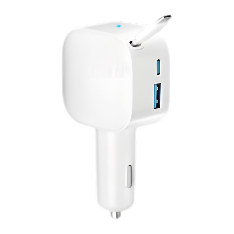 🚗 Compact Retractable Car Charger – Tangle-Free Cable, Dual USB Fast Charging for Phones in Car 🔌