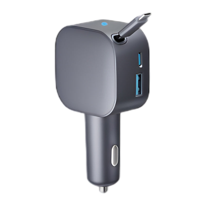🚗 Compact Retractable Car Charger – Tangle-Free Cable, Dual USB Fast Charging for Phones in Car 🔌