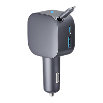 🚗 Compact Retractable Car Charger – Tangle-Free Cable, Dual USB Fast Charging for Phones in Car 🔌