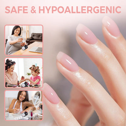 💅 Buy 1 Get 1 Free ✨ 2-in-1 Self-Leveling Nail Builder Gel - Base & Top Coat with 15s Quick Cure for Salon-Quality Manicure at Home 🌟🌀
