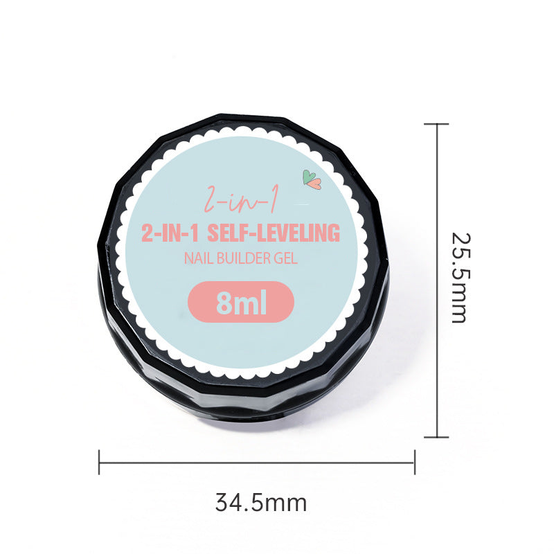 💅 Buy 1 Get 1 Free ✨ 2-in-1 Self-Leveling Nail Builder Gel - Base & Top Coat with 15s Quick Cure for Salon-Quality Manicure at Home 🌟🌀