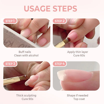 💅 Buy 1 Get 1 Free ✨ 2-in-1 Self-Leveling Nail Builder Gel - Base & Top Coat with 15s Quick Cure for Salon-Quality Manicure at Home 🌟🌀