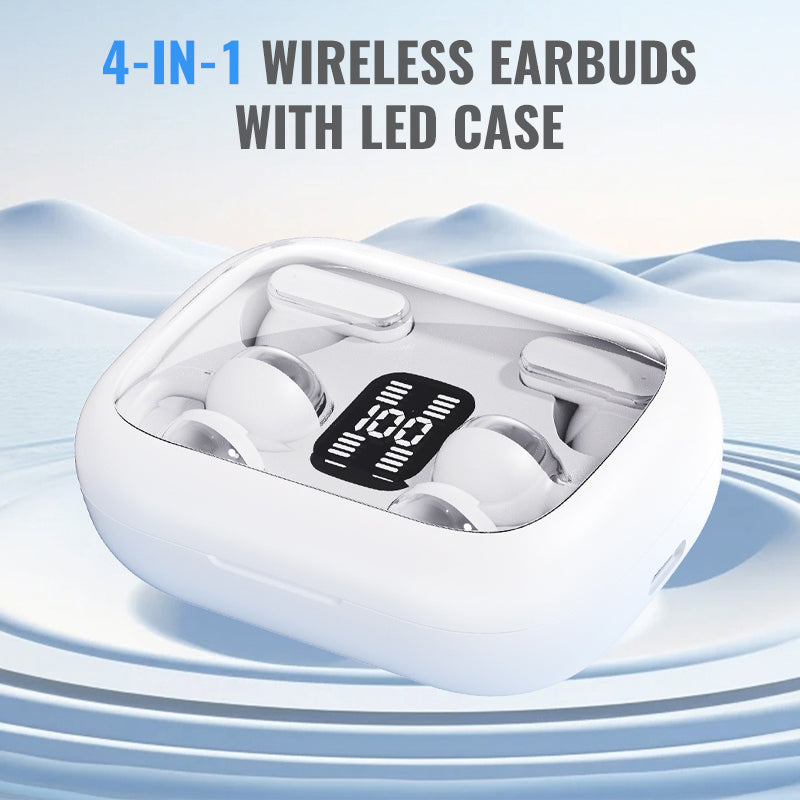 📢📢60 % OFF !!🎅【🎁Best Christmas Gift🎁】🎄4-in-1 Wireless Earbuds with LED Case