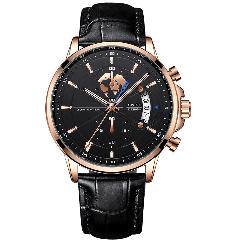 📢📢70 % OFF !!🎅Men's watch with globe motif in maritime style