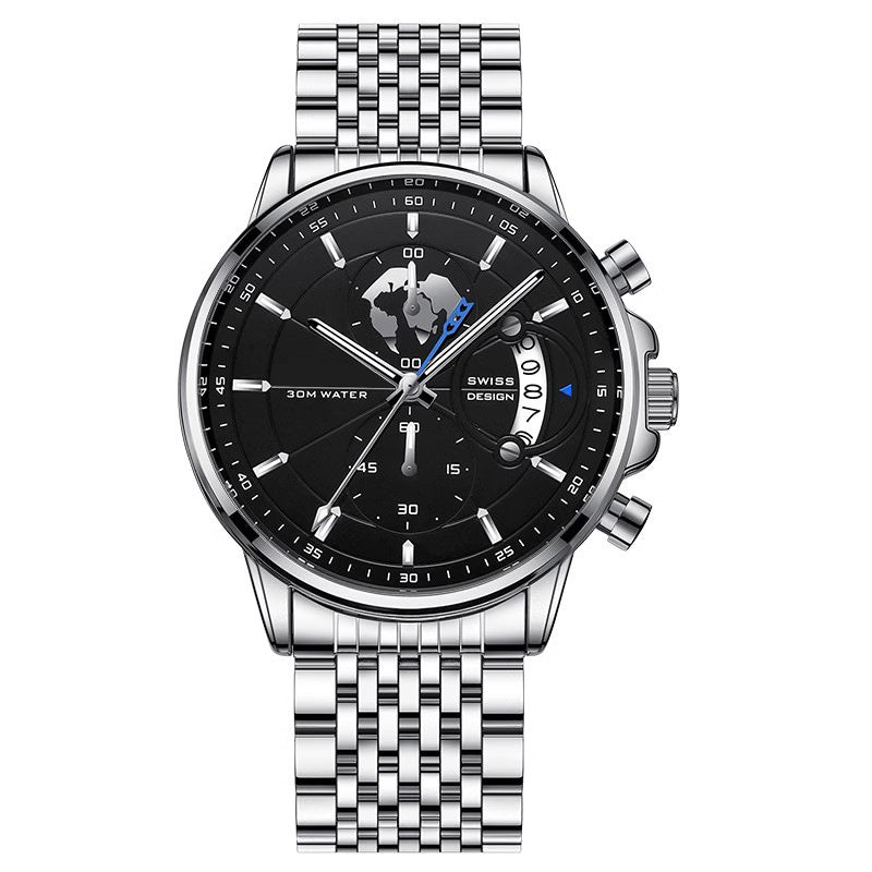📢📢70 % OFF !!🎅Men's watch with globe motif in maritime style