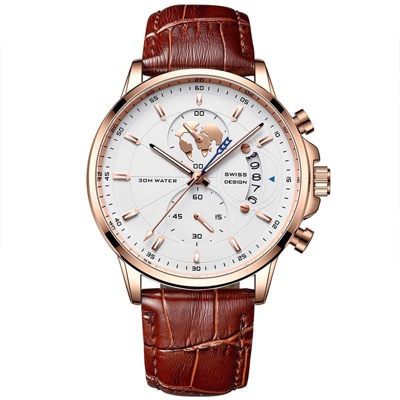 📢📢70 % OFF !!🎅Men's watch with globe motif in maritime style