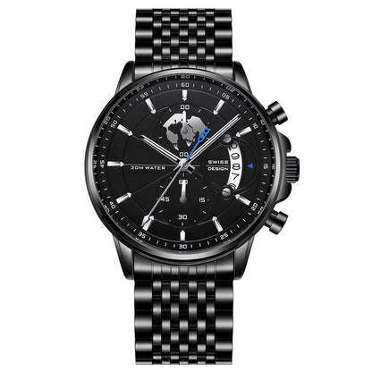 📢📢70 % OFF !!🎅Men's watch with globe motif in maritime style
