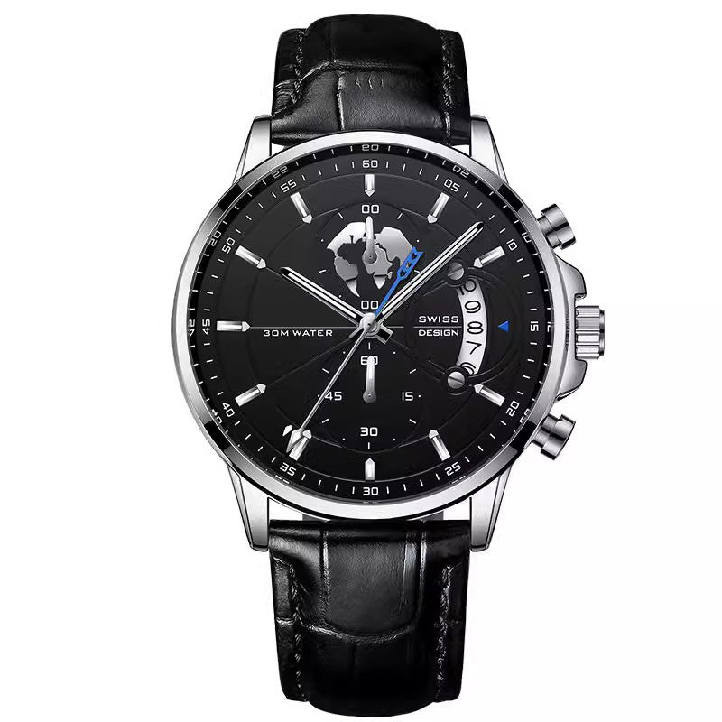 📢📢70 % OFF !!🎅Men's watch with globe motif in maritime style