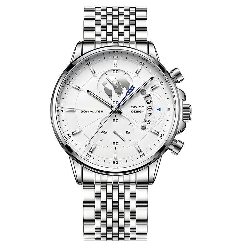 📢📢70 % OFF !!🎅Men's watch with globe motif in maritime style