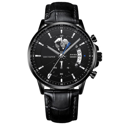 📢📢70 % OFF !!🎅Men's watch with globe motif in maritime style