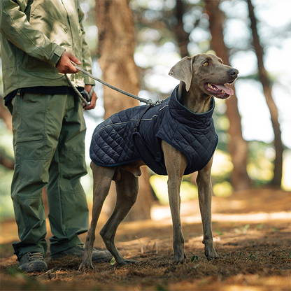 📢📢50 % OFF !!⏰⏰Outdoor Reflective Dog Jacket - Windproof Warm Coat with Secure Leash Opening (Red/Navy)