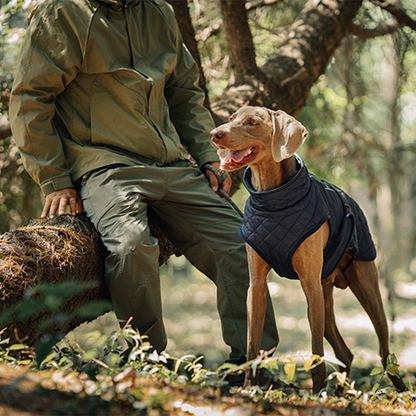 📢📢50 % OFF !!⏰⏰Outdoor Reflective Dog Jacket - Windproof Warm Coat with Secure Leash Opening (Red/Navy)