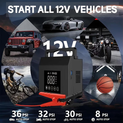 📢📢50%  OFF !! ⏰ 2-in-1 Car Starter & Air Compressor - Start Your Engine and Inflate Tires Anytime, Anywhere 🚗