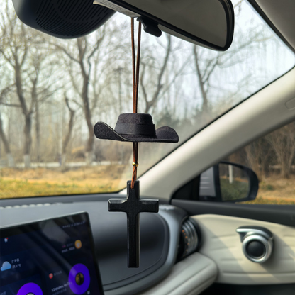 📢📢50 %  OFF ❗Cowboy Hat & Cross Car Charm