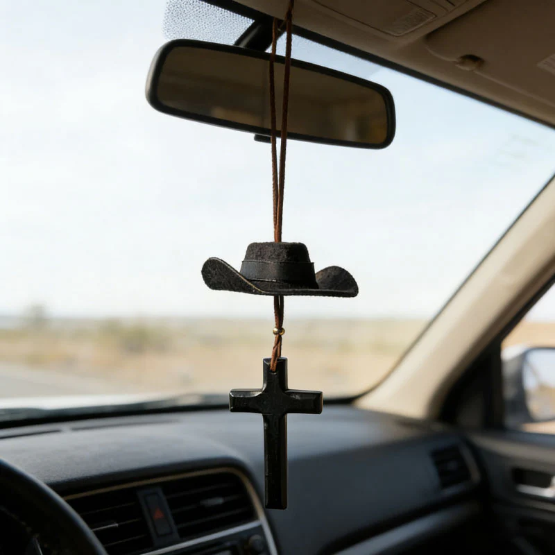 📢📢50 %  OFF ❗Cowboy Hat & Cross Car Charm