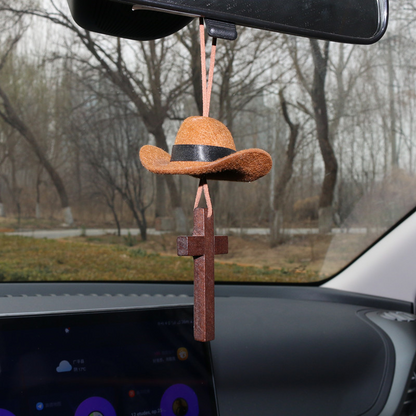 📢📢50 %  OFF ❗Cowboy Hat & Cross Car Charm