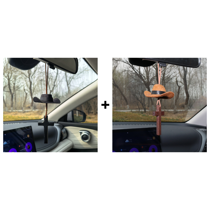 📢📢50 %  OFF ❗Cowboy Hat & Cross Car Charm