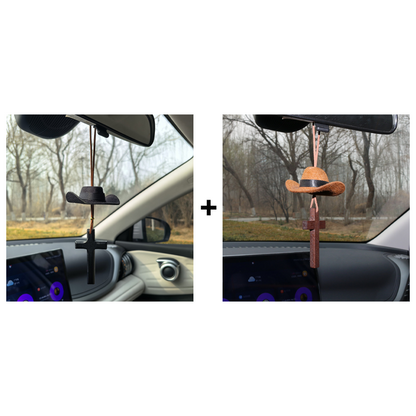 📢📢50 %  OFF ❗Cowboy Hat & Cross Car Charm