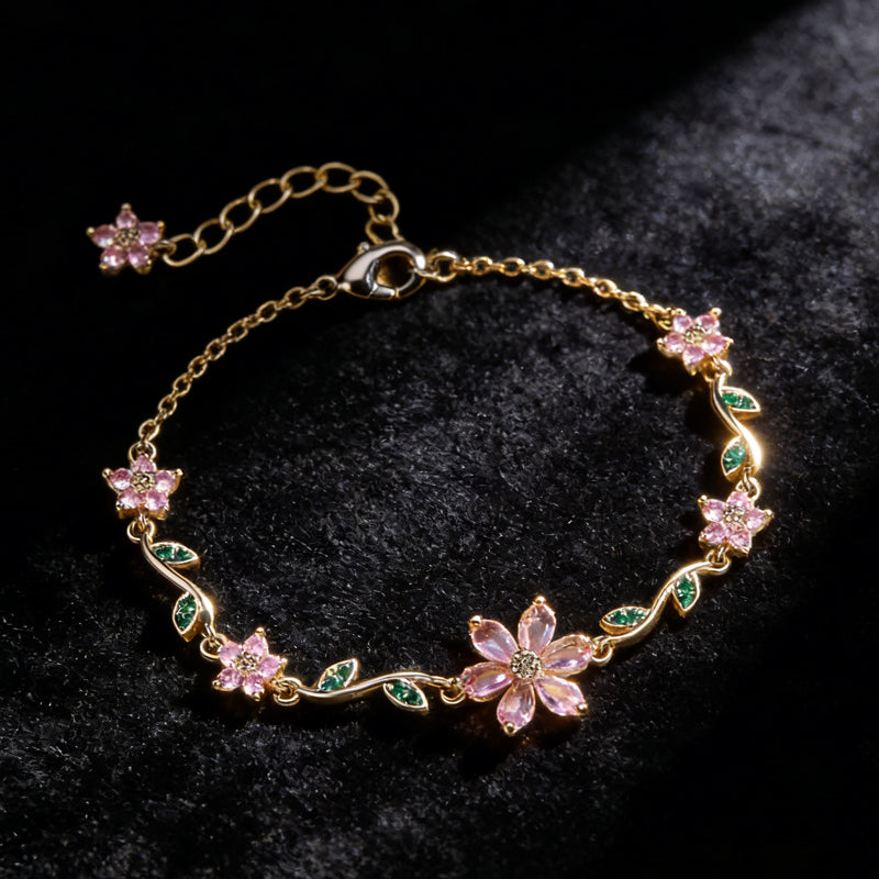 📢📢50 %  OFF !! ⏰Women's Cherry Blossom Rhinestone Bracelet