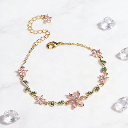 📢📢50 %  OFF !! ⏰Women's Cherry Blossom Rhinestone Bracelet