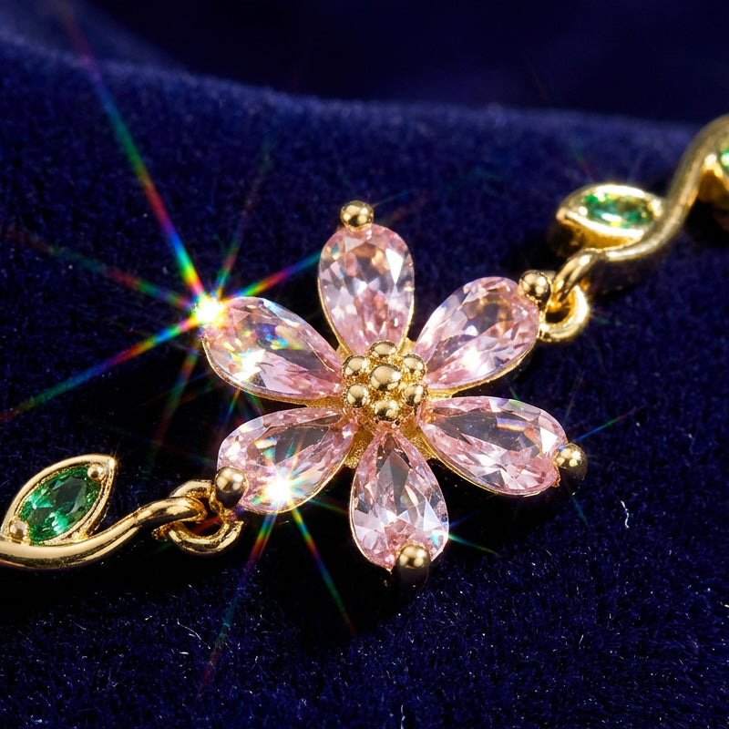 📢📢50 %  OFF !! ⏰Women's Cherry Blossom Rhinestone Bracelet