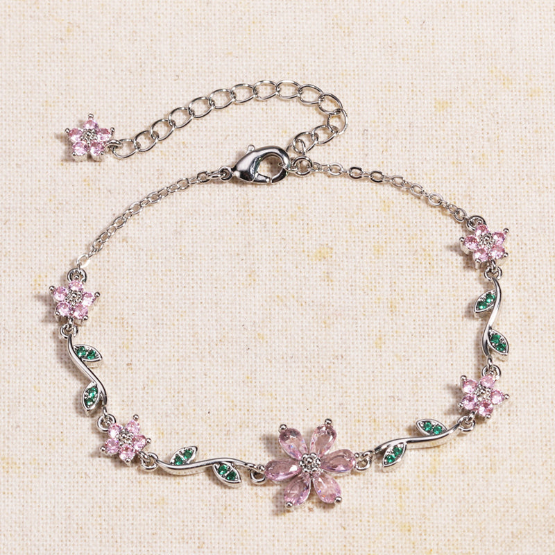 📢📢50 %  OFF !! ⏰Women's Cherry Blossom Rhinestone Bracelet
