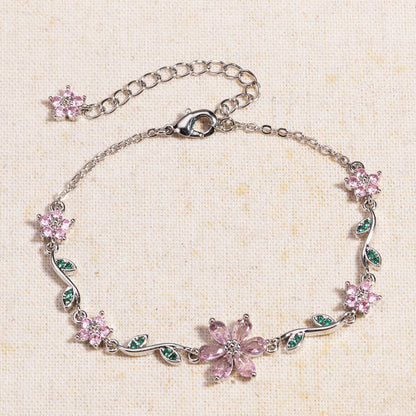 📢📢50 %  OFF !! ⏰Women's Cherry Blossom Rhinestone Bracelet