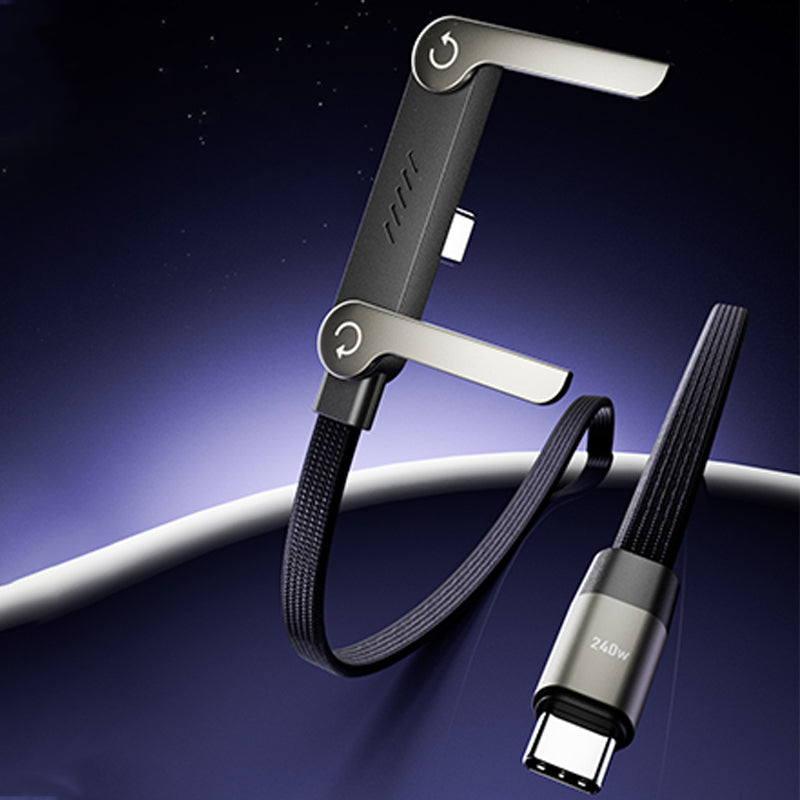📢📢50%  OFF !! ⏰⚡2-in-1 Invisible Holder Charger Cable – 240W Fast Charging Cord with Built-In Phone Stand